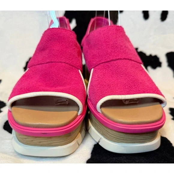 Sorel Joanie III Slingback Wedge Sandal in Fuchsia Fizz/Chalk Women's Size 8 - Picture 5 of 9